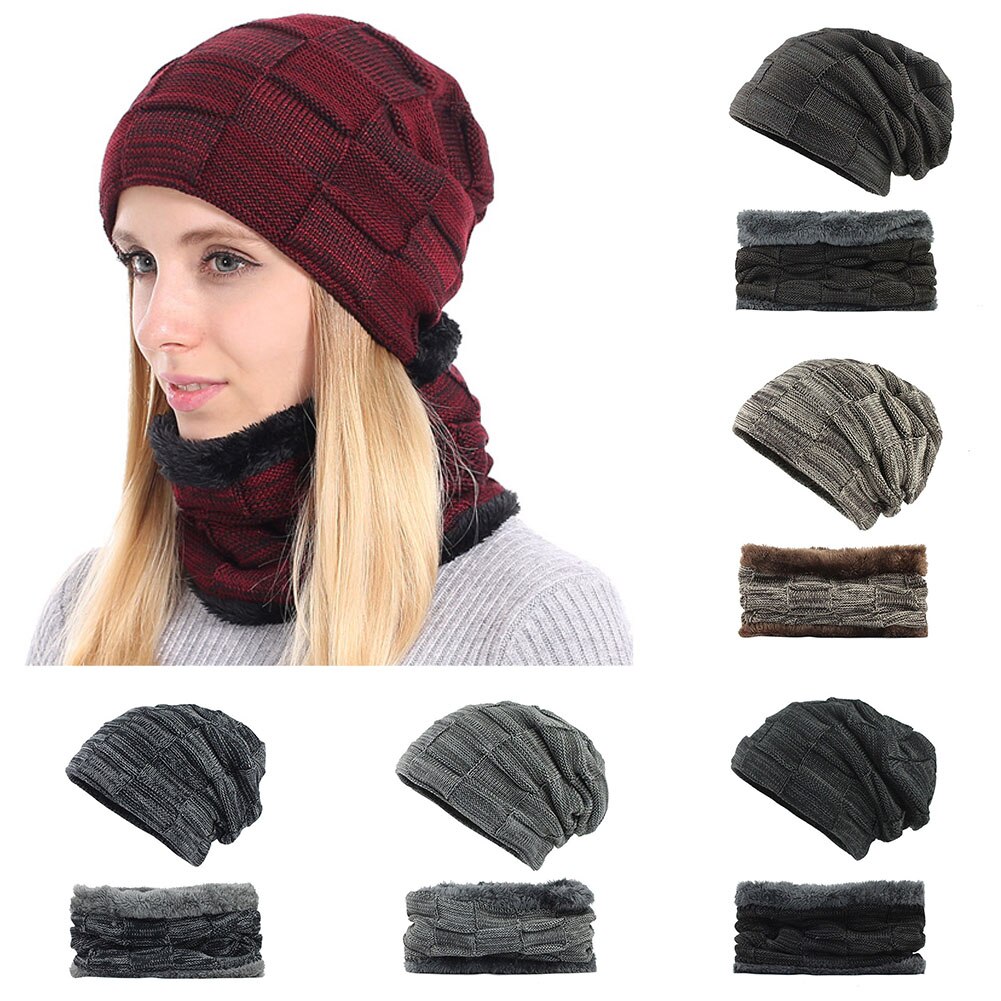 Neue Winter Wolle Kappen Schal Anzug unisex draussen Reiten betroffen Plus Samt Hütte einstellen Dicke Warme Lätzchen Zwei- stück Anzug