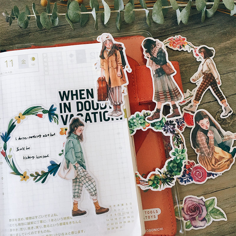 10Stck Mädchen und flowerl Aufkleber Handwerk Und Scrapbooking aufkleber buch Schüler Etikett Dekorative aufkleber DIY Schreibwaren