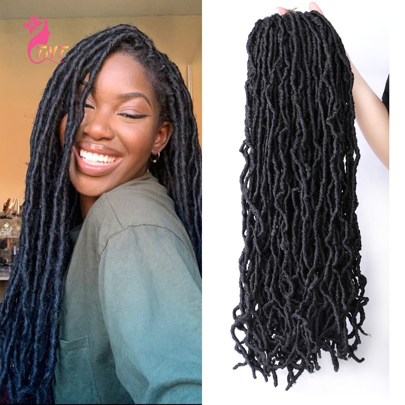 Faux Loks Häkeln Flechten Haar Lange Schwarz Weiche Göttin nu Loks Häkeln Haar Dreadlock Haar Erweiterungen 24'' 20 Stränge/Pack