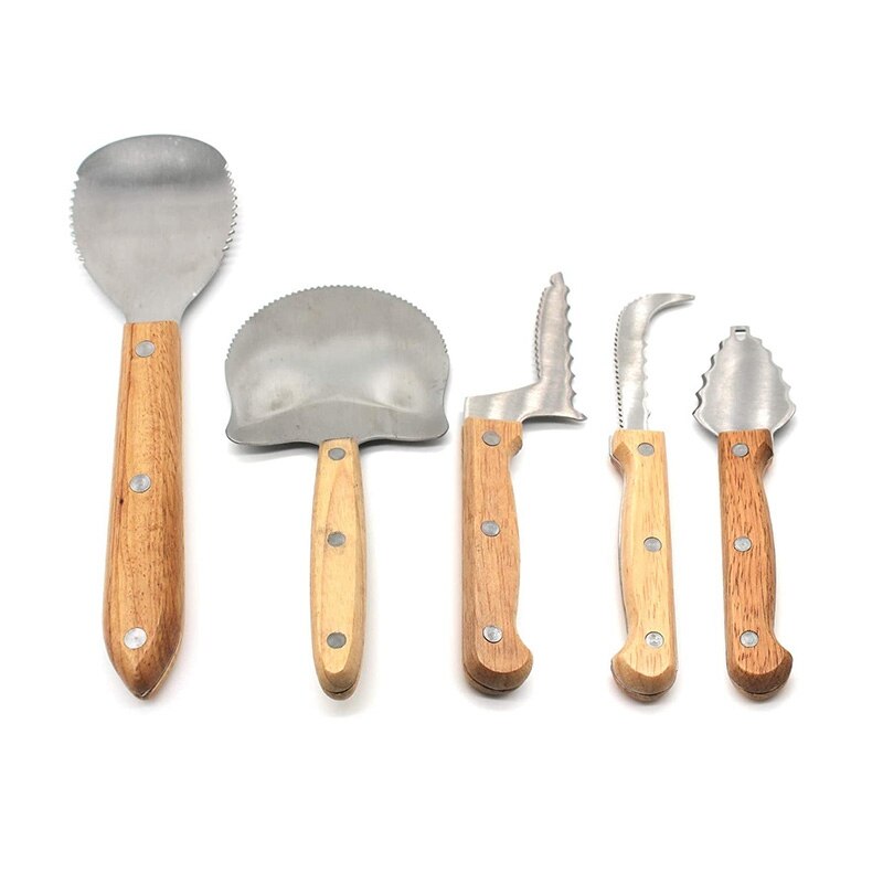5Stck Kürbis Carving Bausatz, Edelstahl Schnitzen formen Werkzeuge einstellen für Halloween Schneiden Bildhauerei Werkzeuge