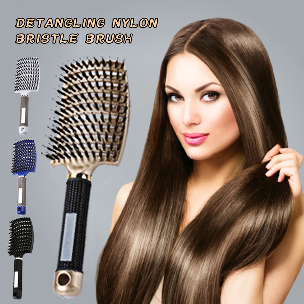 Frauen Borsten Nylon Haarbürste Kopfhaut Massage Kamm Detangle Haar Pinsel für Salon Friseur Styling Werkzeuge