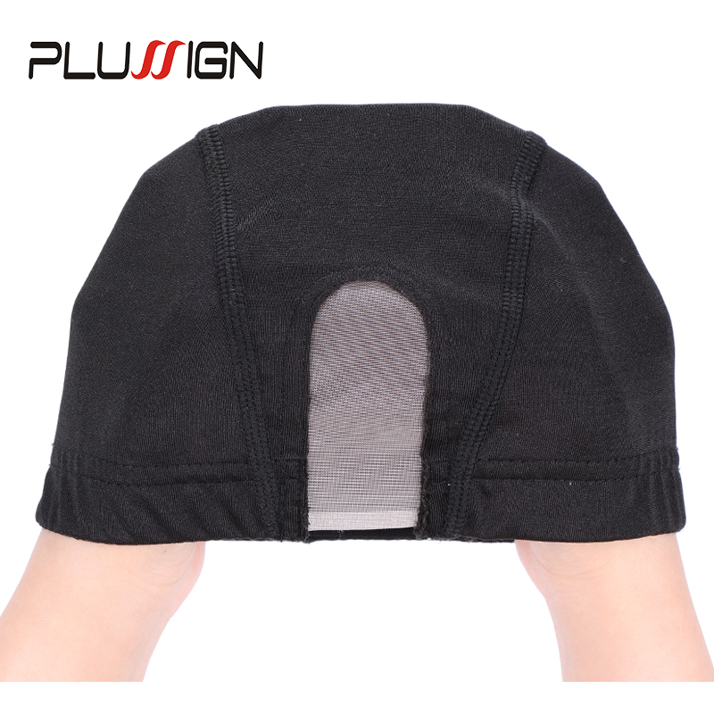 Plussig 1Stck Kuppel Gittergewebe Deckel Schwarz U Teil Perücke Kappe Mit Schweizer Spitze Netz Für, Der Perücke Mit Einstellbare Riemen oben weben Kappen Haarnetz
