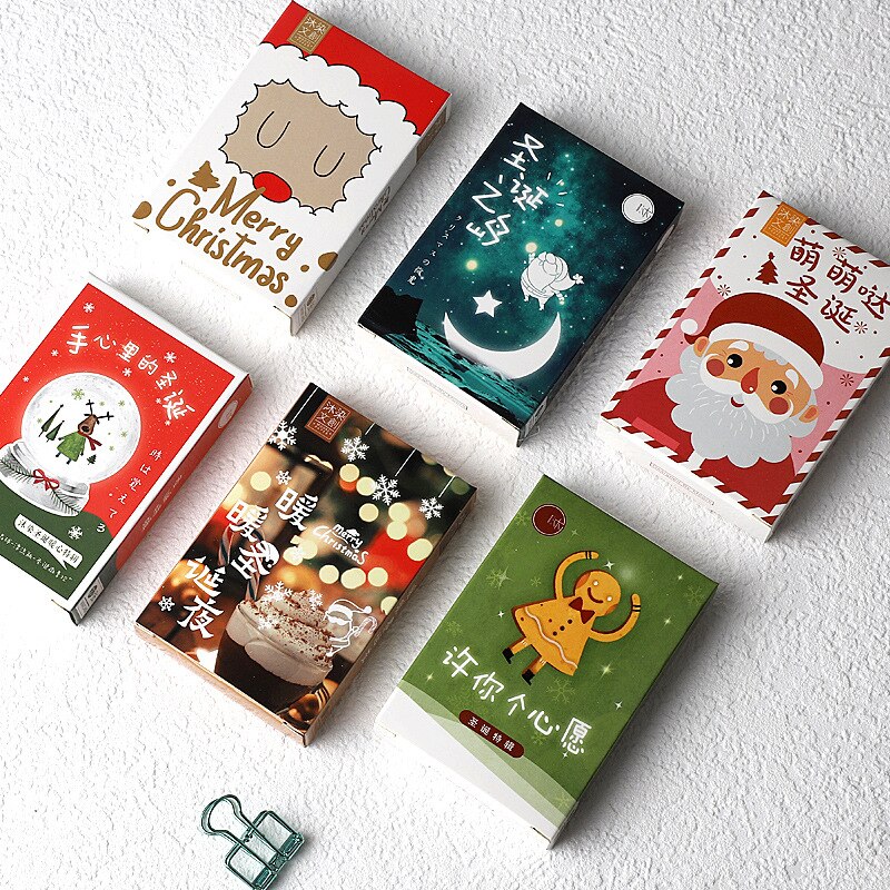 28 blätter/einstellen Frohe Weihnachten LOMO Karte DIY Mini Gruß Karte Warme Weihnachten Vorabend Wünsche Nachricht Karte