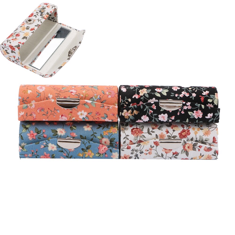 Mehrfarbig Lippenstift Weichen Kasten Blume Druck Einzigen Lippenstift Lagerung fallen Kosmetik Taschen Mit Spiegel Frauen machen-hoch Lagerung Kasten