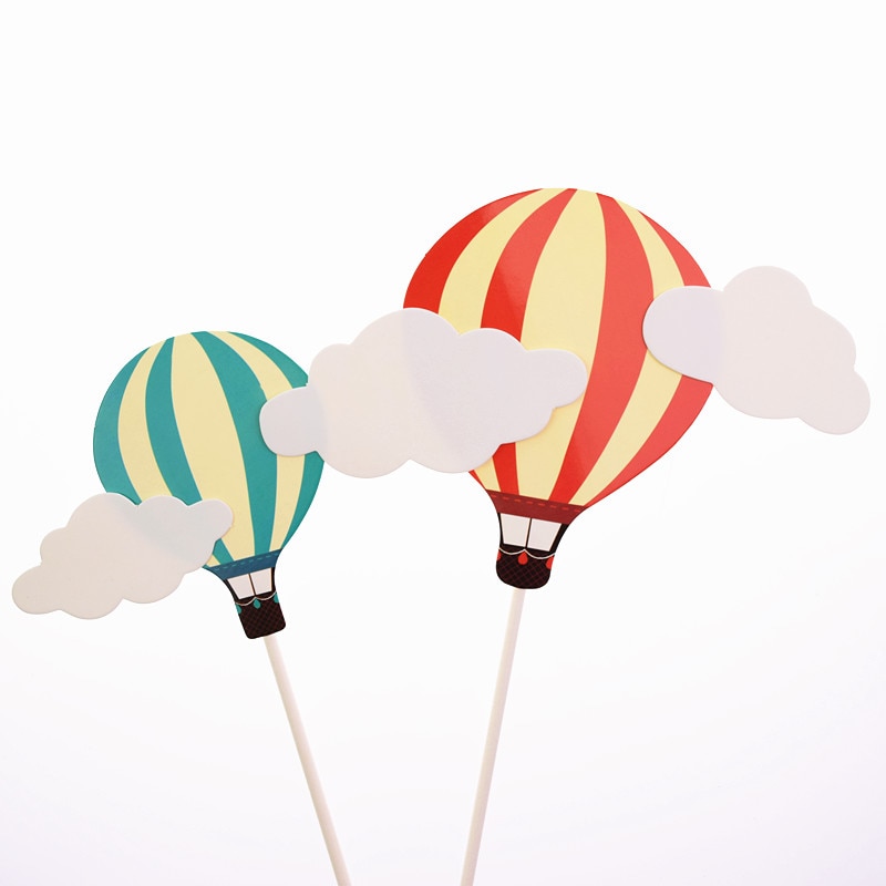 2 teile/los Heißer Luft Ballon Geburtstag Hochzeit Kuchen Deckel Fahnen Für Geburtstag Hochzeit Party Kuchen Backen Dekor