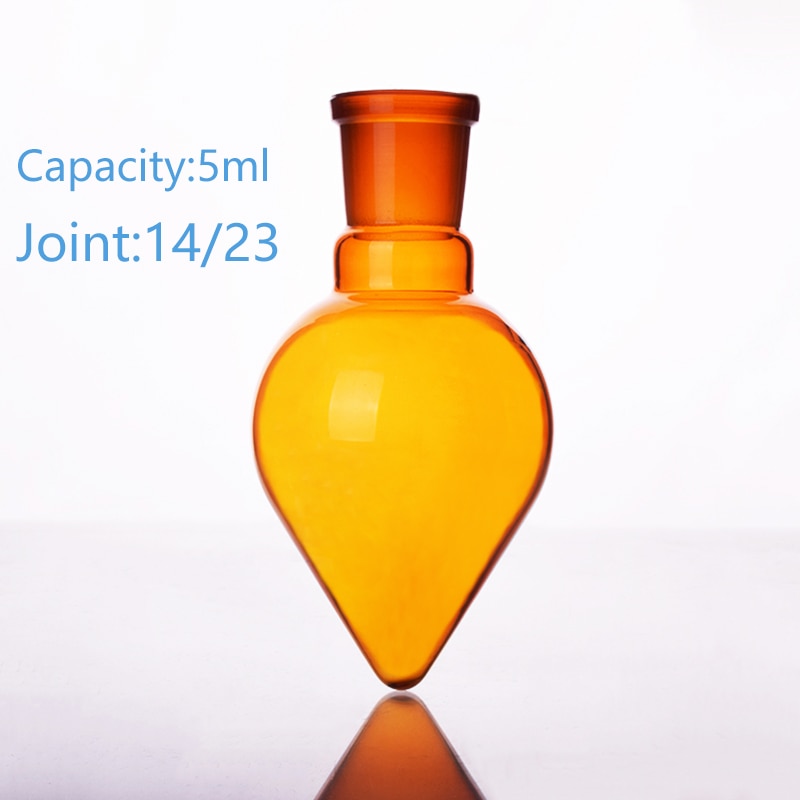 Braun birnenförmige glaskolben, Kapazität 5 ml, Gemeinsame 14/23, Braun herzförmigen flaschen, Braun grob herzförmigen schleifen flaschen