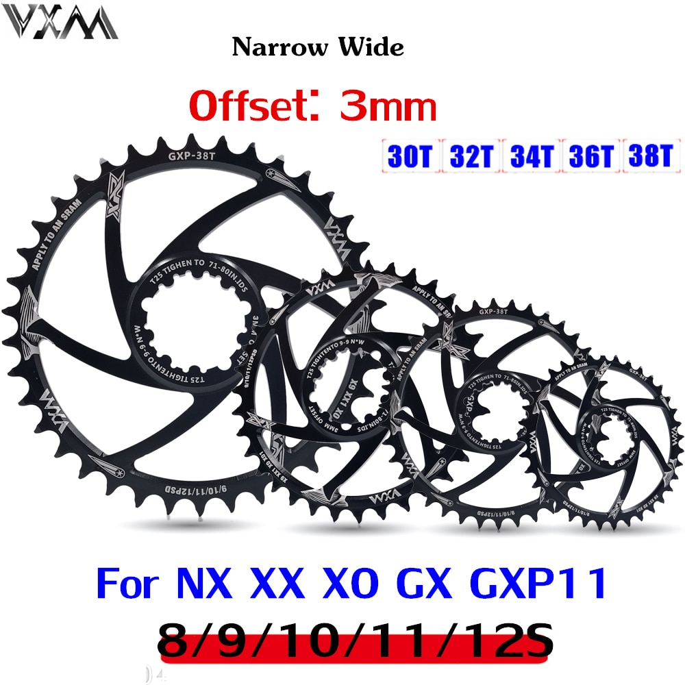 VXM Fahrrad GXP Kettenblatt Engen Breite Mtb Fahrrad Kettenblatt 30T 32T 34T 36T 38T Für SRAM GXP XX1 X9 XO X01 gx11 Adler NX Kurbelgarnitur