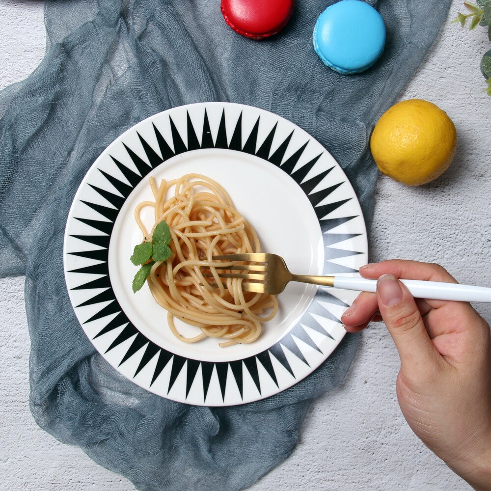 8 zoll Geometrische Steak Platte nordisch Kreative Einfache Runde Westlichen Platten Frühstück Kuchen Obst Erzähler