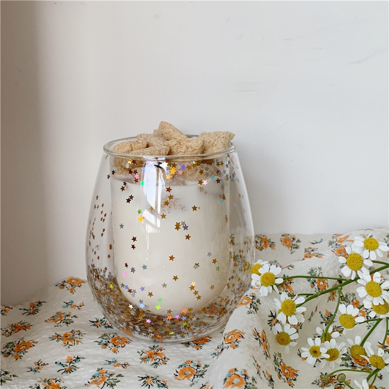 Nette nordisch Glas Tasse Frühstück Wasser Korea Doppel Zauberstab Glas Kaffee Tasse Whiskey Glas Copas De Cristal Kaffee Glas Becher