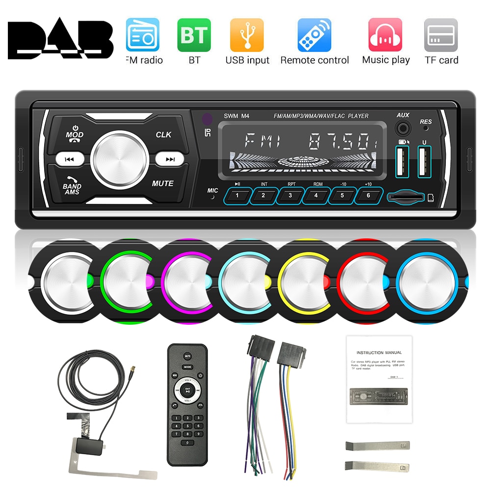 M4 1 Lärm Auto Radio Stereo MP3 Spieler USB AUX FM bin RDS tupfen + Radio Empfänger Bluetooth TF Karte U Disk in Bindestrich Kopf Einheit