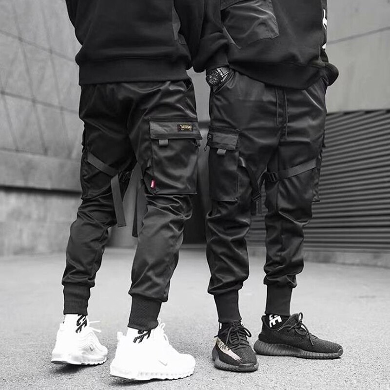 Hüfte hüpfen Junge Multi-tasche Elastische Taille Harem Schlauch Männer Streetwear Punk lässig Hosen Jogger Männlichen Tanzen schwarze Schlauch