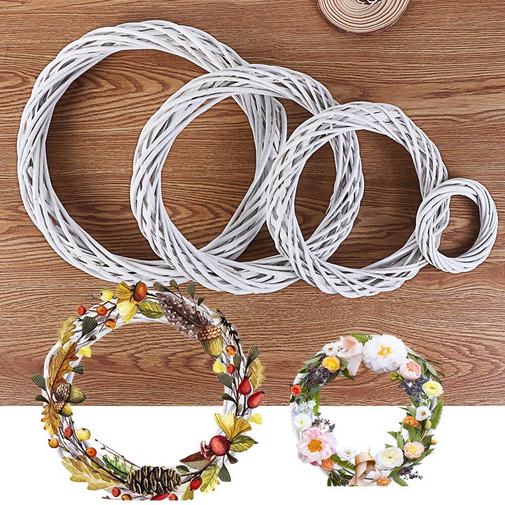 10-30CM Weihnachten Rattan Ring Weiß Kranz Girlande Hängenden Reben Ring DIY Weihnachten Party Dekorationen Ornamente Handwerk Liefert