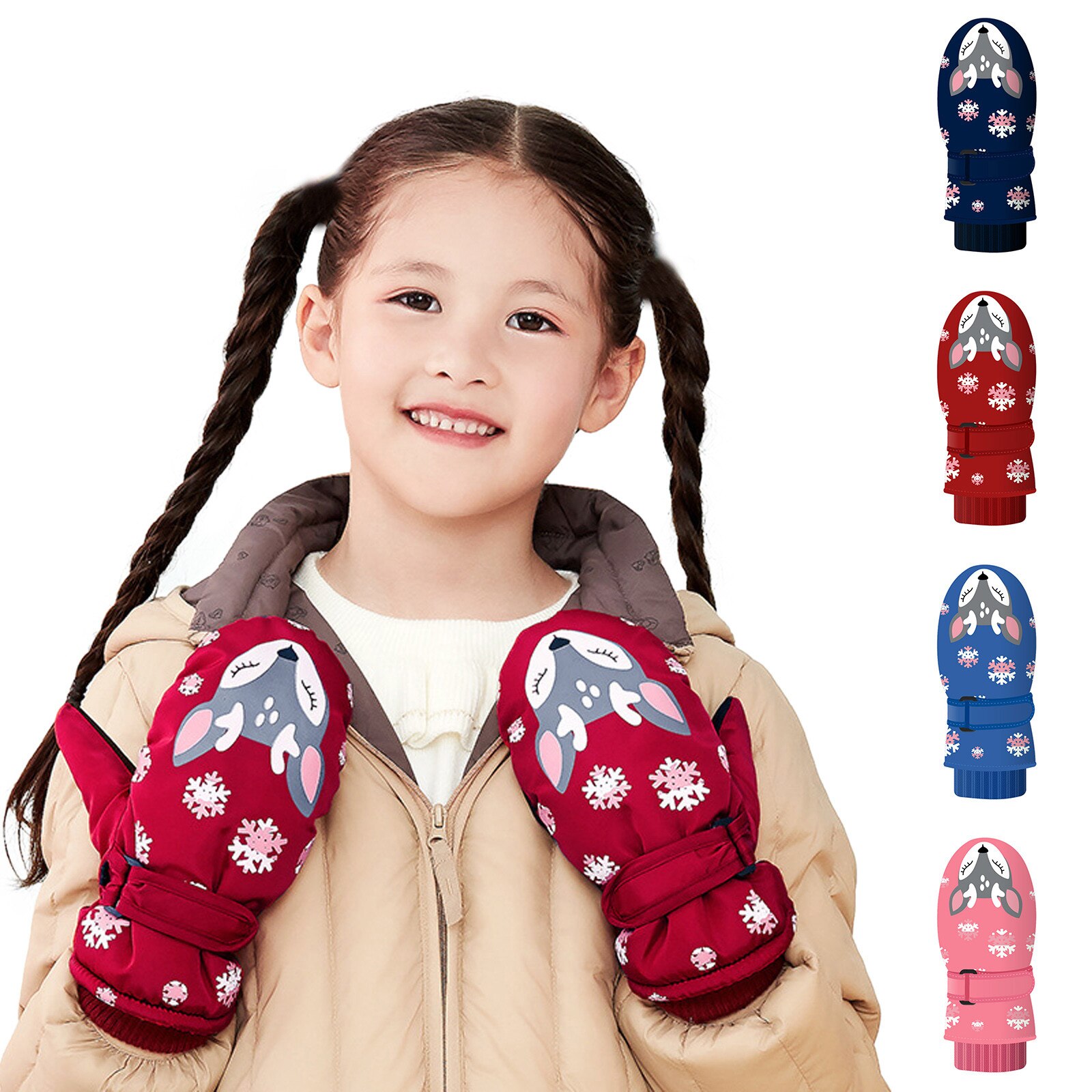 Dicke Hirsch Gedruckt Handschuhe Wasserdichte Warme Winter Schnee Handschuhe Ski Handschuhe Baumwolle-gefüttert Handschuhe Für freundlicher Перчатки Зимние Женские