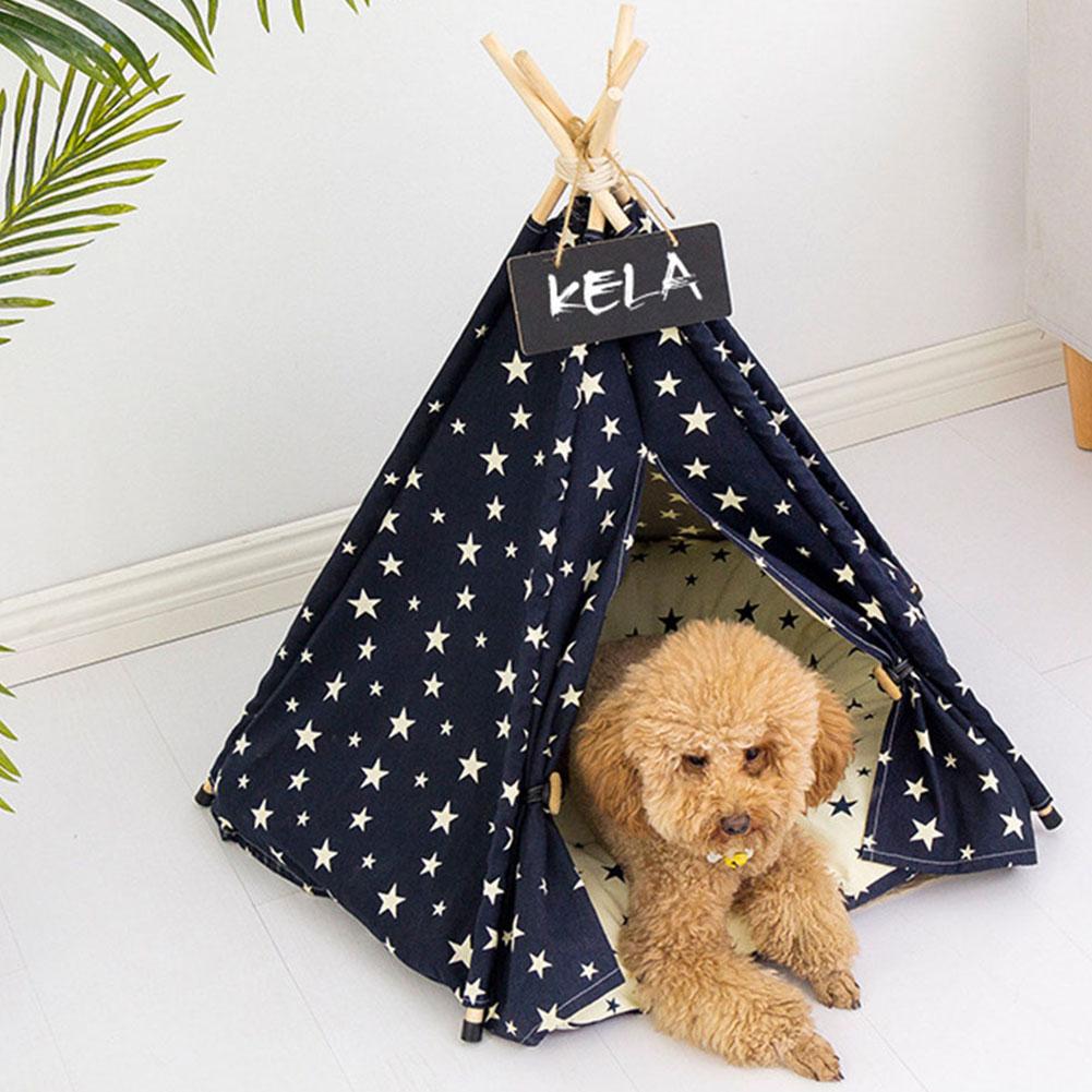 Tragbare Tipi Stern aufbringen Haustier Zelt Haus Haustier Katze Hund Zelt Faltbare Hund Haus Nest Bett Hund Käfige Zwinger Haus mit Kissen