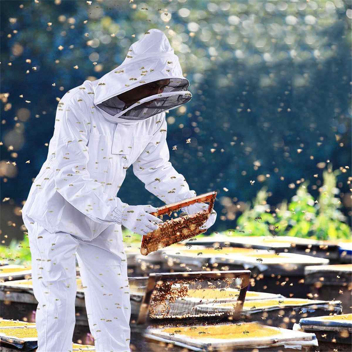 Anti-Biene Mantel Bienenzucht Anzug Bienenzucht Werkzeuge PVC Spezielle Schutz Kleidung Bienenzucht Kleidung Körper Ausrügestochen