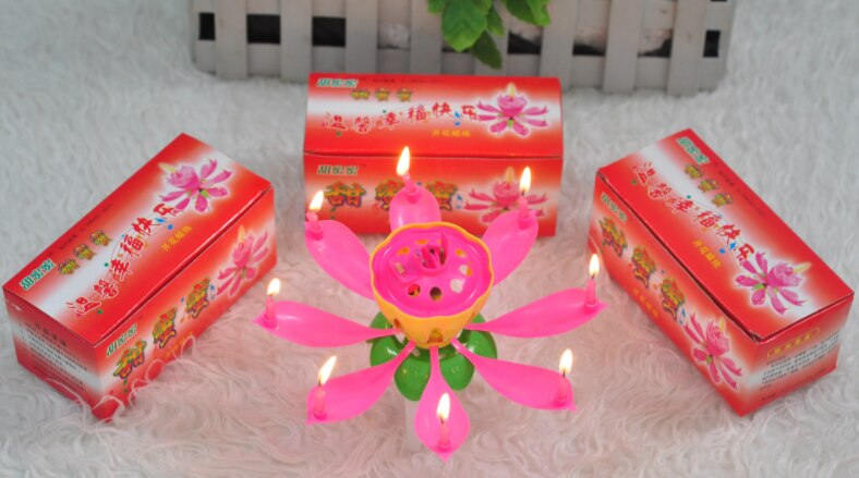 Künstliche Lotus glücklich geburtstag Musical kunststoff musik kerze Halfter geistigen geburtstag kerze