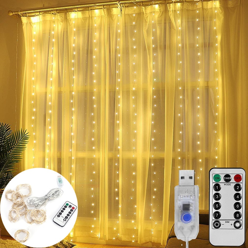 3MX3M LED Vorhang Girlande auf sterben Fenster USB Lichterketten Gebühr Girlande Fernbedienung Neue Jahr Weihnachten Dekorationen für Haus