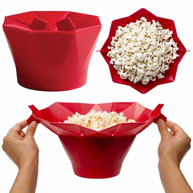neue Mikrowellen Popcorn Hersteller Popcorn Mikrowelle Faltbare Pop Mais Schüssel Küche Backformen Familie Party DIY Popcorn Eimer