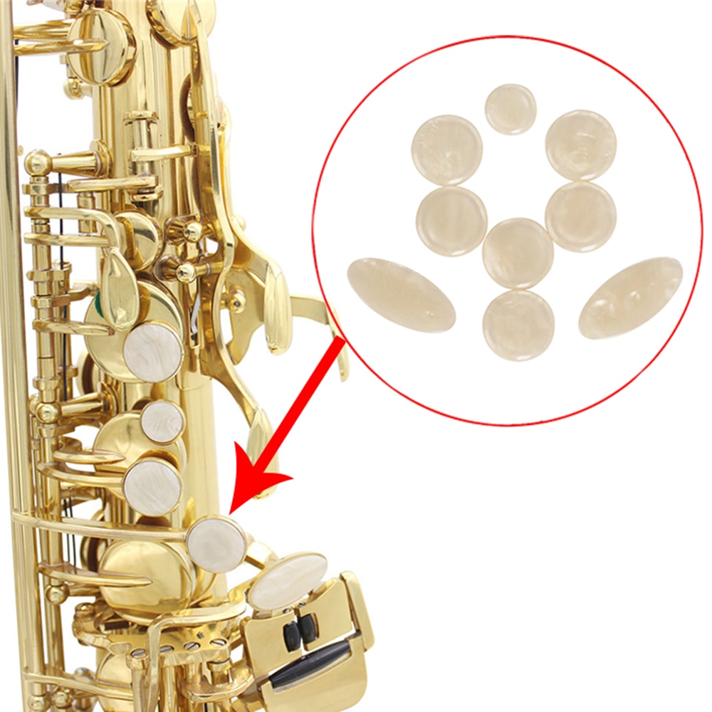 9 stücke Weiß murmeln der Perle Hülse Schlüssel Geschmack Einlagen für Tenor/ Alt/ Sopran Sax Saxophon Für Saxophon teile Zubehör
