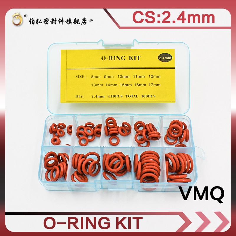 Dicke 2,4mm verrotten Ring Silikon O Ring Dichtung Silizium Abdichtung O-ringe VMQ Unterlegscheibe oring Sortiment Bausatz einstellen O Ring