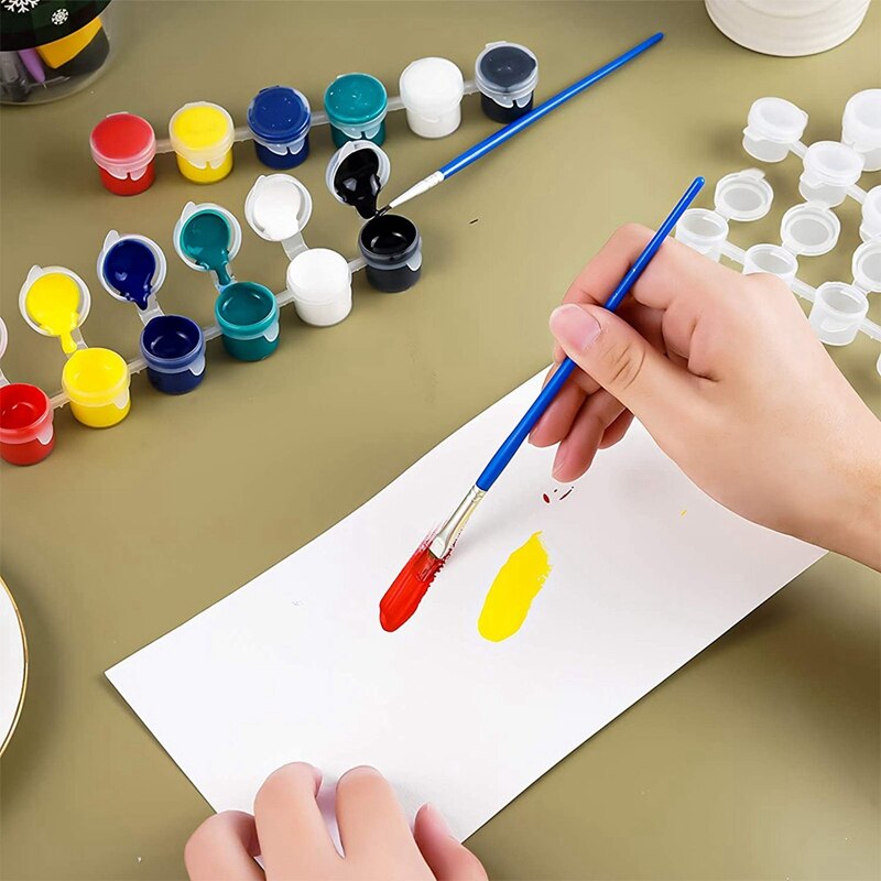 20 streifen 120 Töpfe Leere Farbe Töpfe Streifen Mini Klar Lagerung Container und 20 Stck Pinsel Malerei Kunst Handwerk