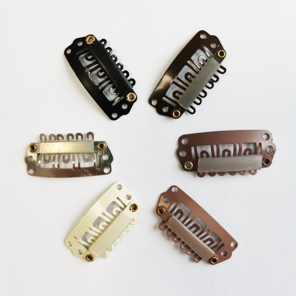 20 stücke 2,8 cm 6 zähne U bilden schnappen Clips für Haar Erweiterungen Perücke Baskenmützen Kappen Fix Clip-auf Clips mit Gummi BB Clips Für Toupet DIY