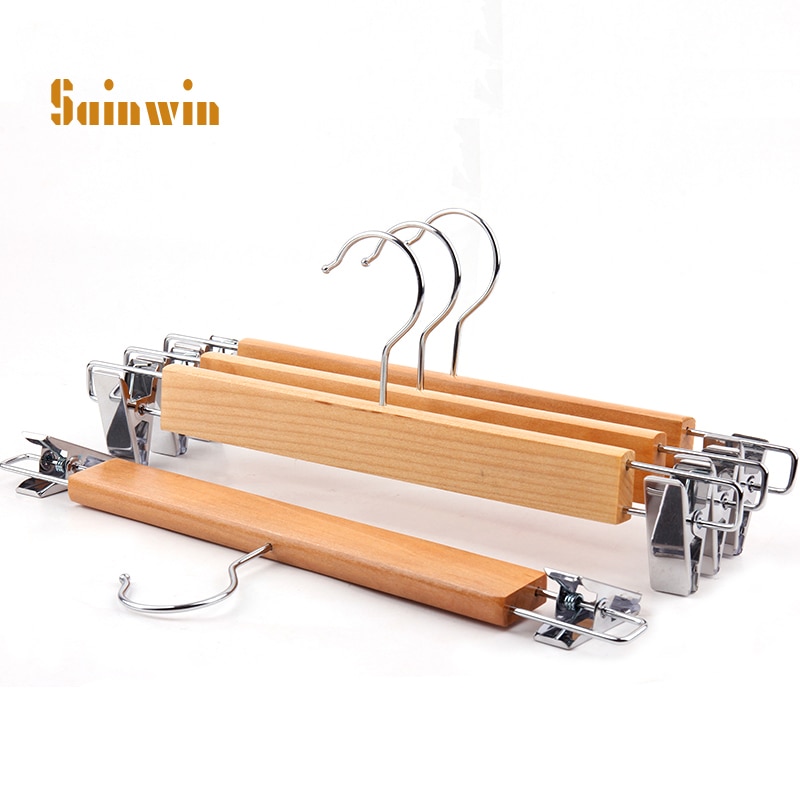 Sainwin 10 teile/los erwachsene und Art kleiderbüGel holz kleiderbüGel für hosen Gestell hölzernen kleiderbüGel Schlauch Clip