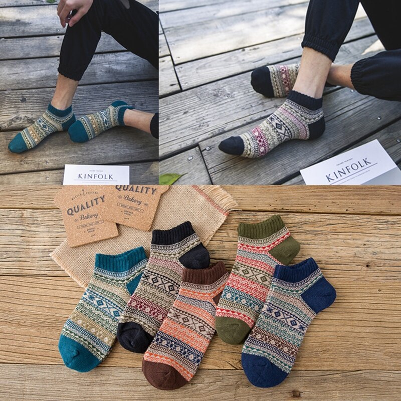 Neue Winter Männer Socken Dicke Warme baumwolle Socken Jahrgang Weihnachten Socken Bunte Knöchel socken