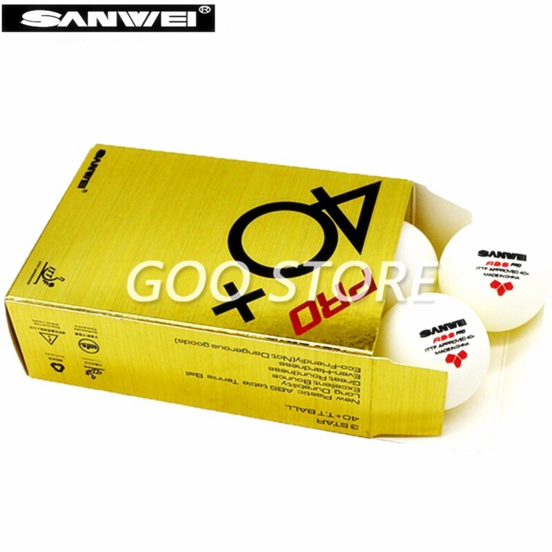 SANWEI 3 Sterne Tischtennis Ball SANWEI ABS Profi 3-STERNE Klingeln Pong Bälle ITTF Genehmigt Neue Material Kunststoff poly Ball