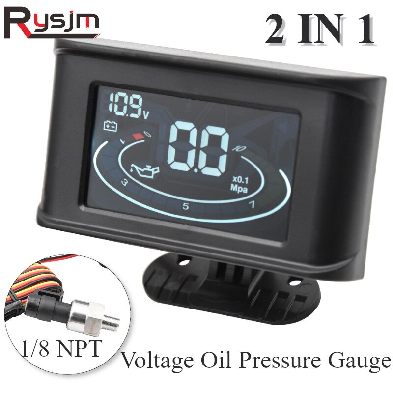 Universal- 9-36V LCD Auto spannung Öl Manometer Auto Lkw Voltmeter Mit 1/8 NPT öldruck Sensor 2 in 1 Auto Auto Messgerät