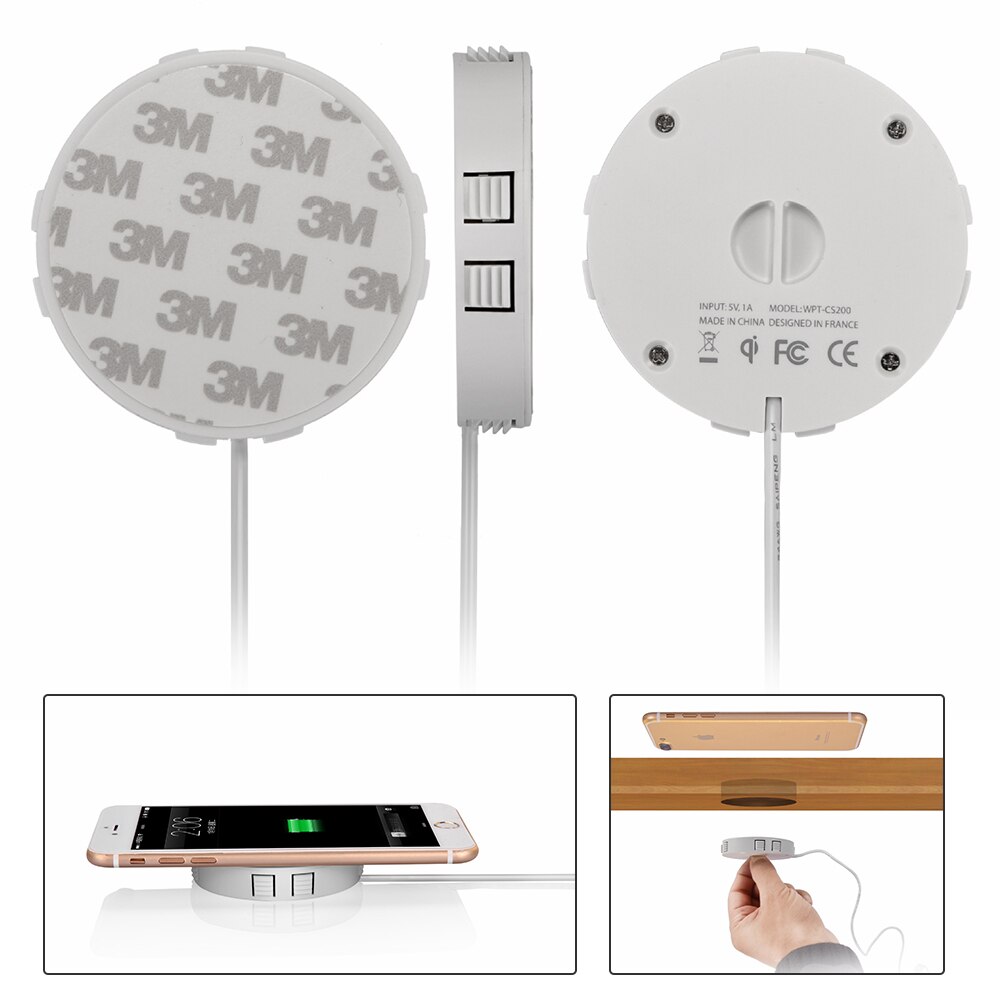 QI Unsichtbare Drahtlose Ladegerät Tisch Unsichtbare Ladegerät Möbel Tisch eingebettet Für IPhone11 Für Xiaomi Mit Lange Kabel
