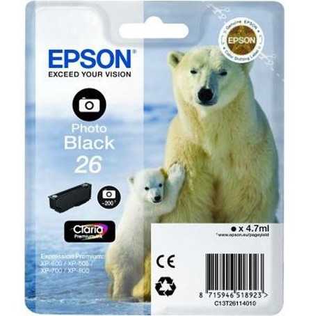 Epson E26phbk Druckerpatronen bkph - Epson No. 26 phbk, C13T26114010 für z.B. Epson Expression Premium XP -510, Epson Expression Premium XP -520