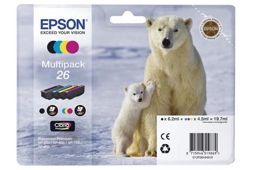 Epson E26 Druckerpatronen bk - Epson No. 26, C13T26164010 für z.B. Epson Expression Premium XP -510, Epson Expression Premium XP -520