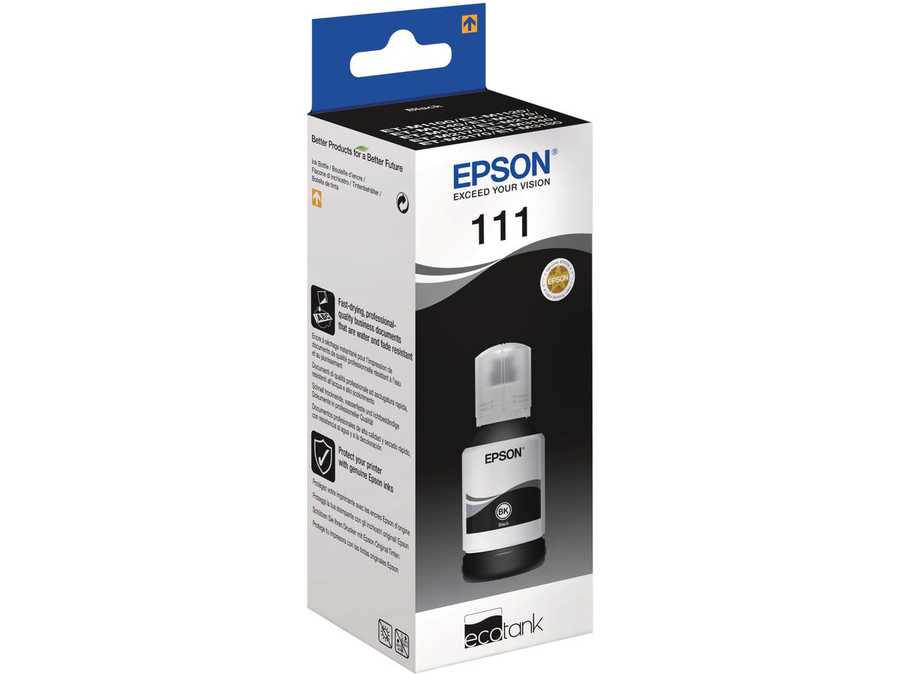 Epson E111bk Druckerpatronen schwarz - Epson No. 111 bk, C13T03M140 für z.B. Epson EcoTank ETM 1100, Epson EcoTank ETM 1120, Epson EcoTank ETM 1140