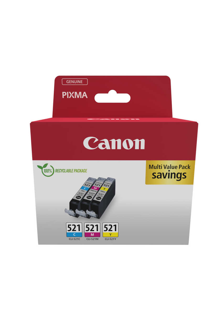 Canon C521Pack Druckerpatronen (c, m, y) - Canon CLI-521Pack, 2934B015 für z.B. Canon Pixma MP 550, Canon Pixma MP 640, Canon Pixma IP 3600