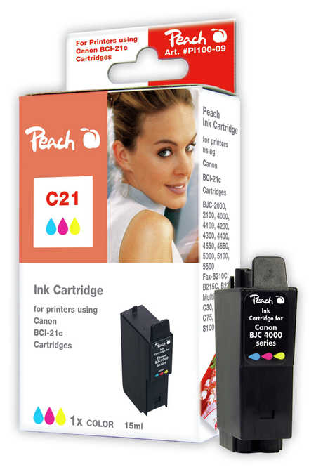Peach C21 C Druckerpatrone ersetzt BCI-21C, 0955A002