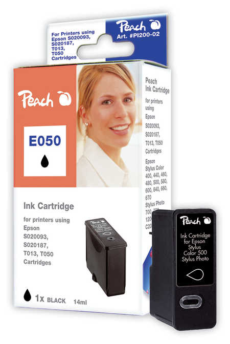 Peach E50 BK Druckerpatrone bk ersetzt Epson T050BK, S020187, S020093, S020108, C13T05014010 für z.B. Epson Stylus C 20 SX, Epson Stylus C 20 UX