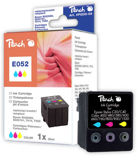 Peach E52 C Druckerpatrone col ersetzt Epson T052C, S020191, C13T05204010 für z.B. Epson Stylus C 20 SX, Epson Stylus C 20 UX, Epson Stylus C 40