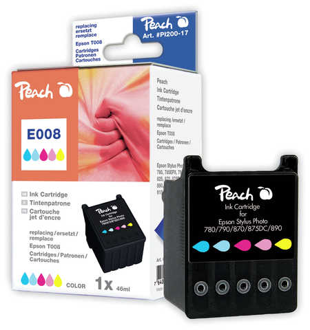 Peach E08 C Druckerpatrone col ersetzt Epson T008C, C13T00840110 für z.B. Epson Stylus Photo 780, Epson Stylus Photo 785, Epson Stylus Photo 785 EPX