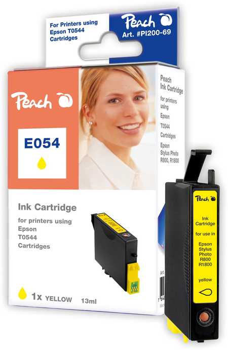 Peach E544 Y Druckerpatrone ye ersetzt Epson T0544Y, C13T05444010 für z.B. Epson Stylus Photo R 1800, Epson Stylus Photo R 800
