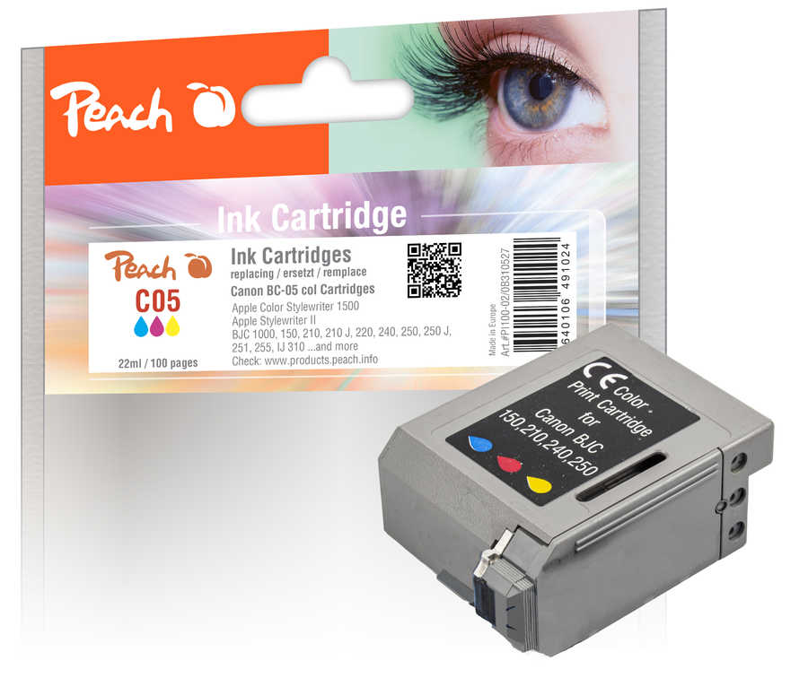 Peach C1/2/3/5 Druckkopf col ersetzt Canon, Apple BC-05C, 0885A002 für z.B. Apple Color Stylewriter 1500, Apple Stylewriter II , Canon BJC 1000