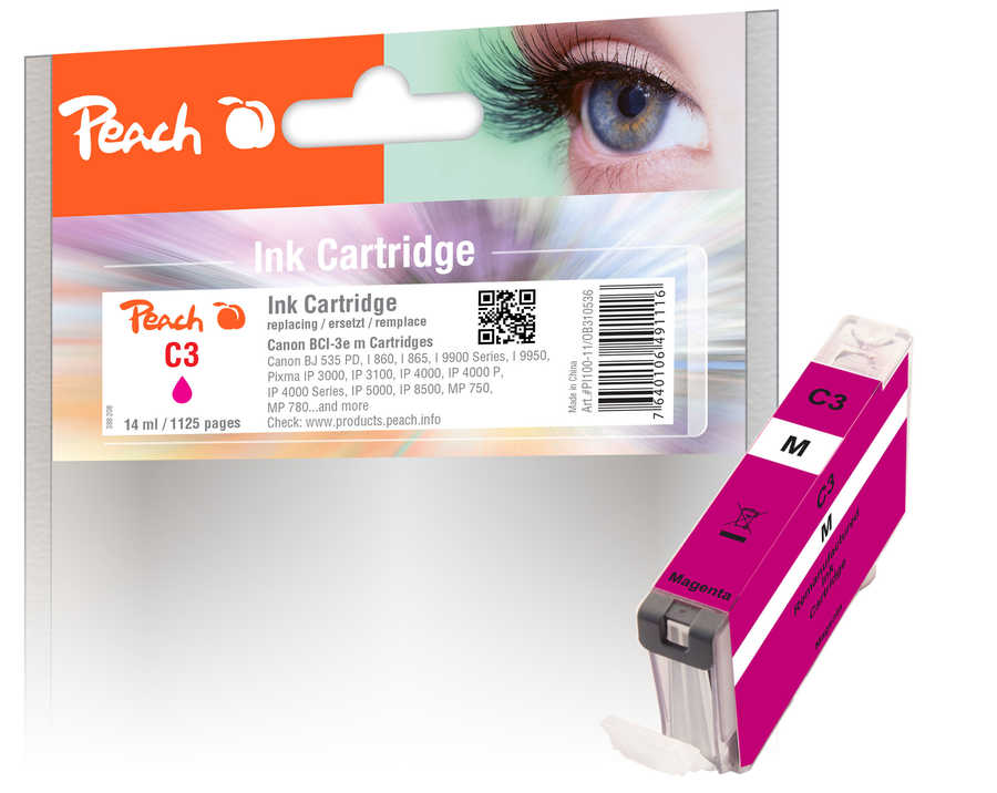 Peach C3 eM Druckerpatrone ma ersetzt Canon BCI-3eM, 4481A002 für z.B. Canon I 560, Canon BJ 535 PD, Canon BJ 895 PD, Canon BJC 8200, Canon BJF 9000
