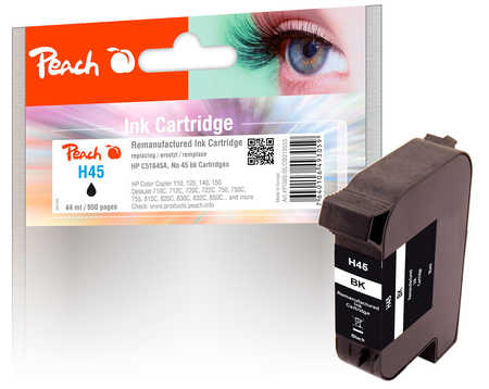 Peach HP 45 Druckkopf bk ersetzt Kodak, HP, Pitney Bowes, Apple No. 45, 51645AE für z.B. HP DeskJet 970 CXI, Apple Color Stylewriter 6500, HP Fax 1220