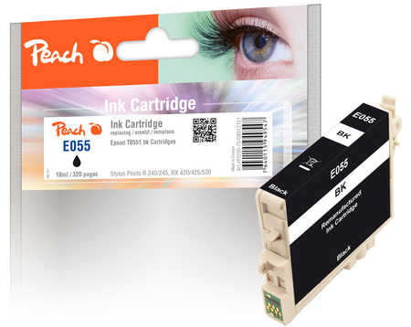 Peach E551 bk Druckerpatrone bk ersetzt Epson T0551 bk, C13T05514010 für z.B. Epson Stylus Photo R 240, Epson Stylus Photo R 245