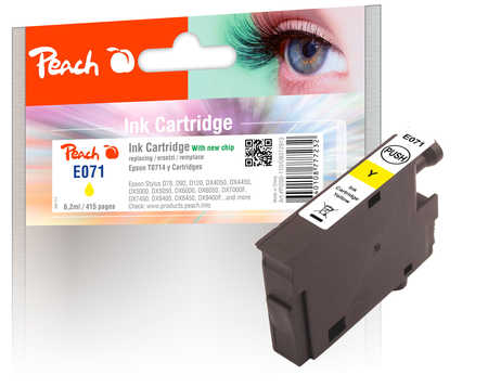 Peach E714 y Druckerpatrone XL ye ersetzt Epson T0714 y, C13T07144011 für z.B. Epson Stylus SX 510 W, Epson Stylus D 120, Epson Stylus D 78