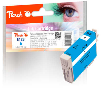 Peach E128 Druckerpatrone cy ersetzt Epson T1282 c, C13T12824011 für z.B. Epson Stylus SX 435 W, Epson Stylus Office BX 305 F, Epson Stylus S 22