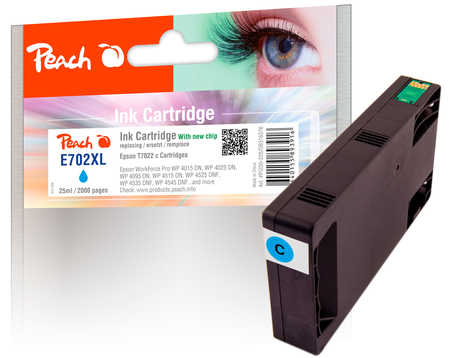Peach E70 Druckerpatrone XL cy ersetzt Epson T7022 c, C13T70224010 für z.B. Epson WorkForce Pro WP -4015 DN, Epson WorkForce Pro WP -4025 DW