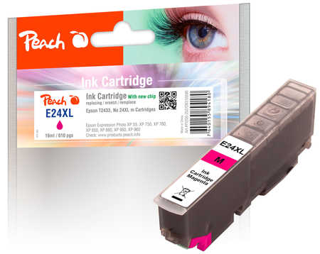 Peach E24 XLm Druckerpatrone XL ma ersetzt Epson No. 24XL m, C13T24334010 für z.B. Epson Expression Photo XP -55, Epson Expression Photo XP -750