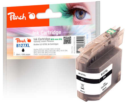 Peach B127 XLBK Druckerpatrone XL bk ersetzt Brother LC-127XLBK für z.B. Brother MFCJ 4710 DW, Brother MFCJ 4410 DW, Brother DCPJ 4110 DW