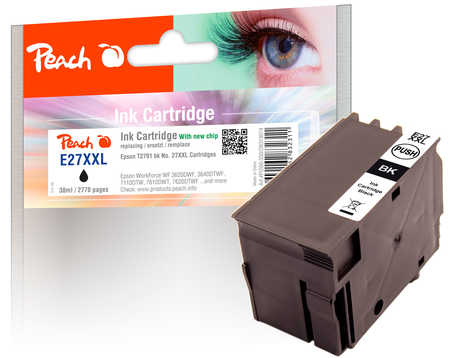 Peach E27 Druckerpatrone XL bk ersetzt Epson T2791, No. 27XXL bk, C13T27914010 für z.B. Epson WorkForce WF -3600, Epson WorkForce WF -3620 DWF